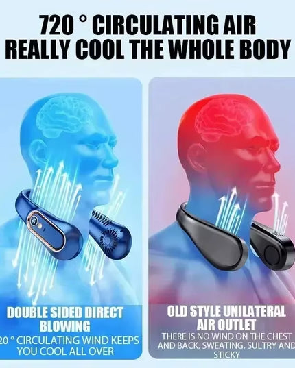 Hanging Neck Style Portable USB Charging Air Cooler fan and Comes with 5-Speed Adjustment with LED Display