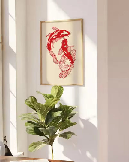 Red Koi's canvas print wall decoration art poster- no frame