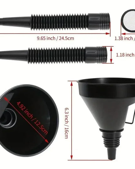 Multi use spill-proof and Flexible Automotive Fuel Funnel -1pcs