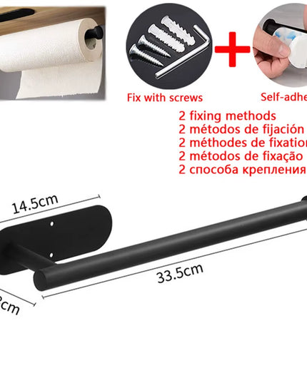 Adhesive & sturdy multi use Holder handle for Kitchen Roll & napkins / Towel holder / Toilet tissue holder -33.5cm handle