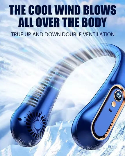 Hanging Neck Style Portable USB Charging Air Cooler fan and Comes with 5-Speed Adjustment with LED Display