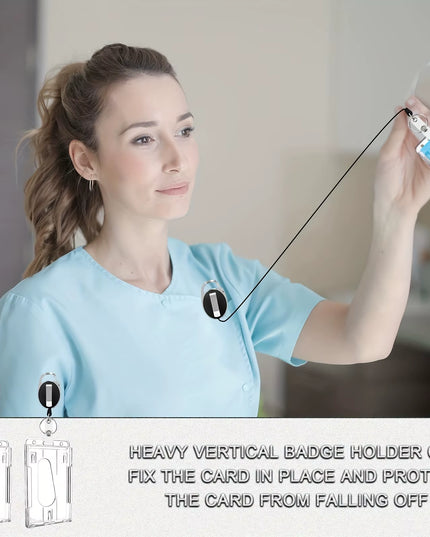 Transparent Card/ ID case with Retractable Keychain -1pcs