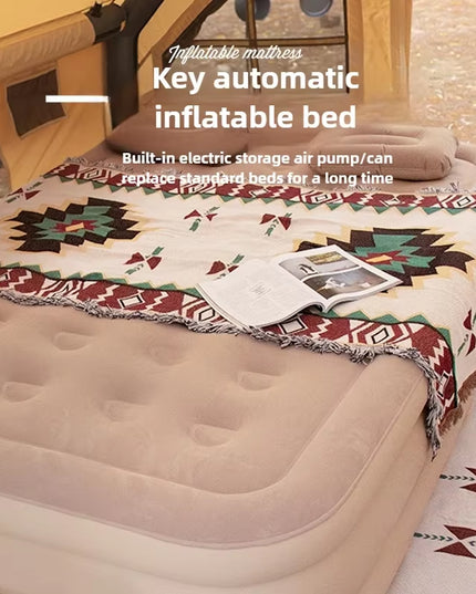 Single & Double PVC Self Inflatable and deflatable Sleeping thickened Air Mattress with Built-In Pump 