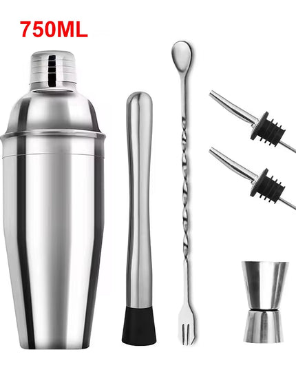 6PCS cocktail set & 750 ML stainless steel Cocktail Shaker 