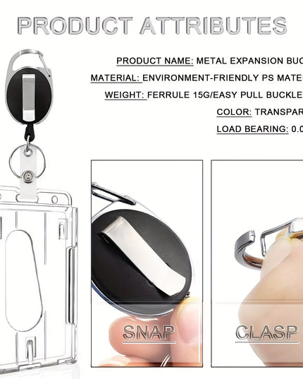 Transparent Card/ ID case with Retractable Keychain -1pcs