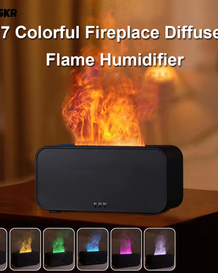 Mini Essential Oil Aroma Diffuser, 7 Colorful Flame Air Humidifier, Aromatherapy with Timing Setting 