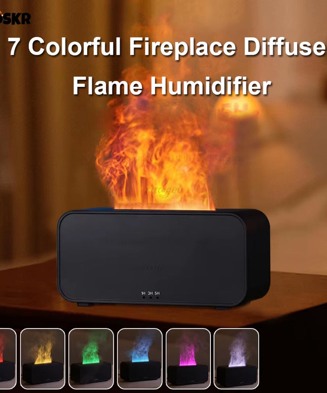 Mini Essential Oil Aroma Diffuser, 7 Colorful Flame Air Humidifier, Aromatherapy with Timing Setting 