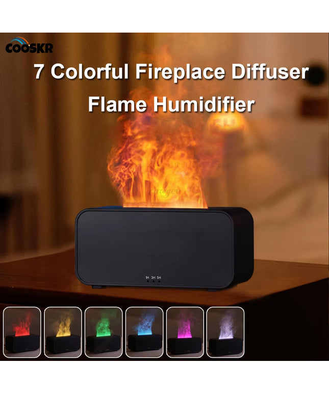 Mini Essential Oil Aroma Diffuser, 7 Colorful Flame Air Humidifier, Aromatherapy with Timing Setting 