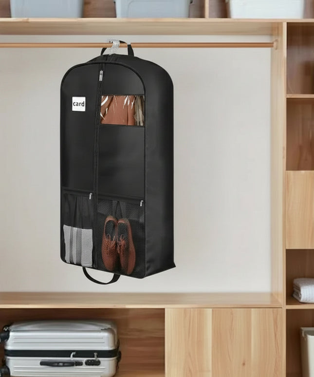 Hanging Traveling zipper closed foldable clothes bag suitable for ( Dress/ suits / coats) + extra storage for shoes and shirts