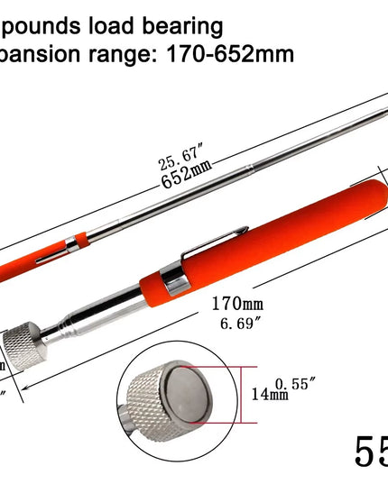 10LB /55G Magnetic Retractable Pickup Suction Iron Rod, Multifunctional Extractor Clip for Automotive Repair, electrical works