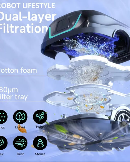 Smart wireless Swimming Pools Vacuum Cleaner, Robot Auto-Parking Dual-Layer Filtration with 120Mins Running Time