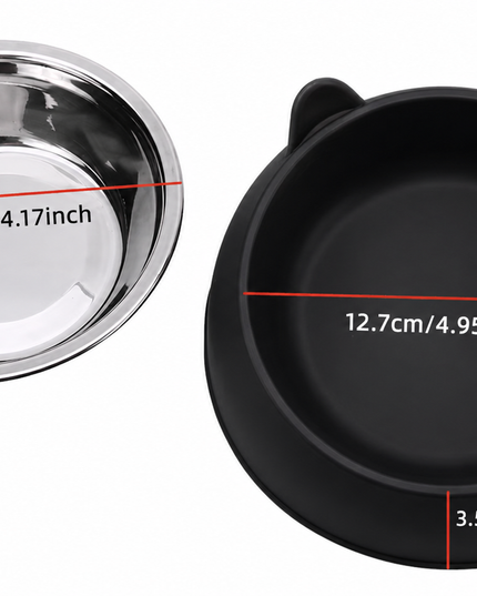 Inclined pet Bowl 2 in 1 stainless steel water bowl and food bowl