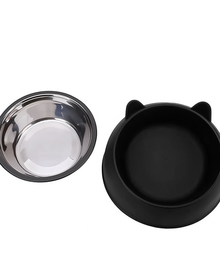 Inclined pet Bowl 2 in 1 stainless steel water bowl and food bowl 