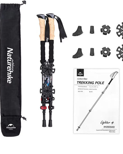 2 premium lightweight Carbon Fiber adjustable Trekking stick poles hiking / trecking
