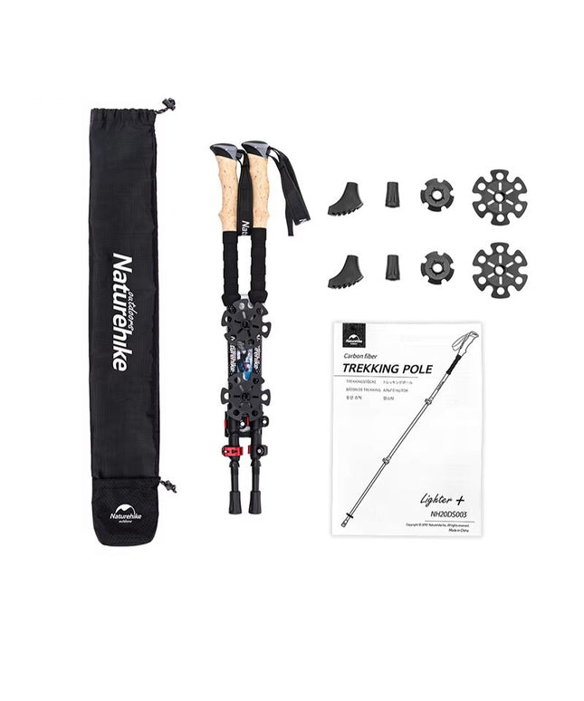 2 premium lightweight Carbon Fiber adjustable Trekking stick poles hiking / trecking