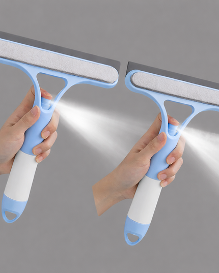 3 in 1 Multi functional Window Cleaning glass Wiper with Spray Bottle and Microfiber Scrub 