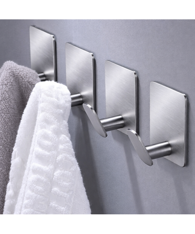 Multipurpose 8Pcs Stainless strong Adhesive Wall Hook , hanger (kitchen rugs , bathroom towels,..)