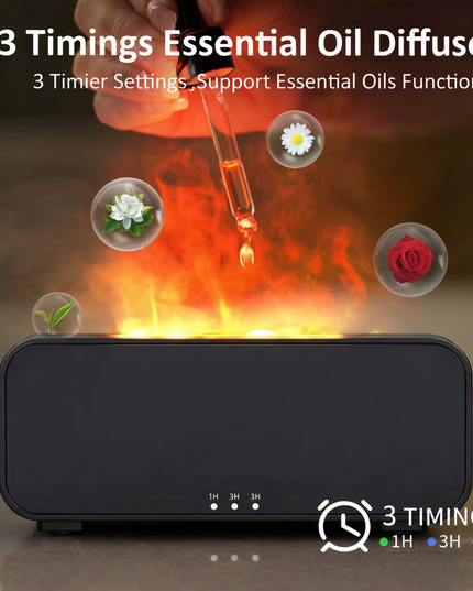 Mini Essential Oil Aroma Diffuser, 7 Colorful Flame Air Humidifier, Aromatherapy with Timing Setting 