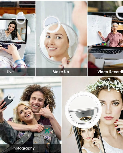Small portable USB Charge LED Selfie Ring Lightweight Lamp for ios , android , tablets , laptops or computers
