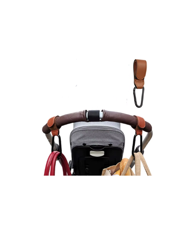 2Pcs Leather Adjustable Holding Hooks for strollers, bicycles, wheelchairs, shopping carts