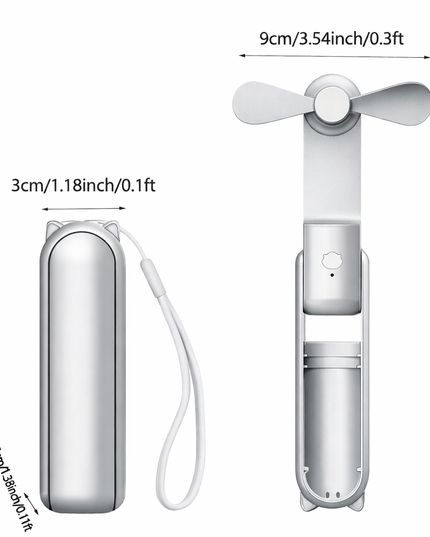 Portable Mini Fan, USB Rechargeable, 3-Speed Adjustable, Foldable Handheld Fan