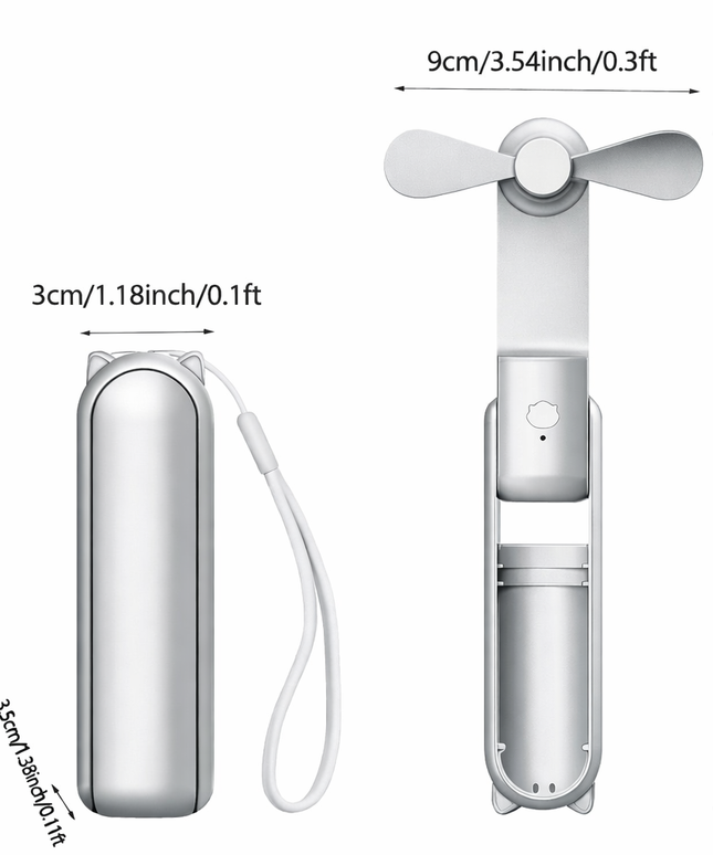 Portable Mini Fan, USB Rechargeable, 3-Speed Adjustable, Foldable Handheld Fan