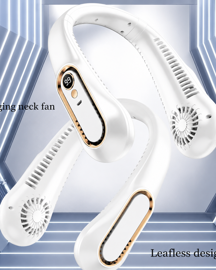 Hanging Neck Style Portable USB Charging Air Cooler fan and Comes with 5-Speed Adjustment with LED Display