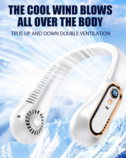 Hanging Neck Style Portable USB Charging Air Cooler fan and Comes with 5-Speed Adjustment with LED Display