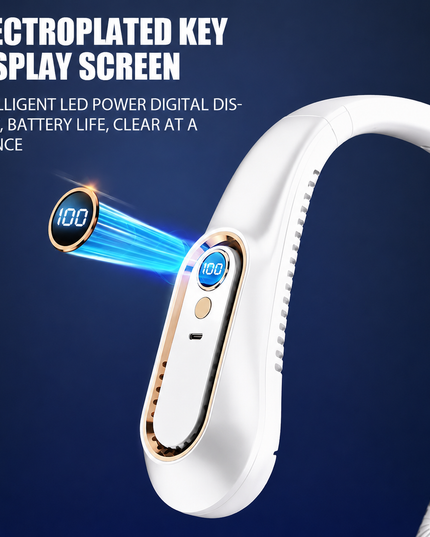 Hanging Neck Style Portable USB Charging Air Cooler fan and Comes with 5-Speed Adjustment with LED Display