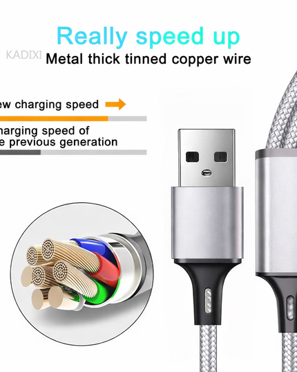 3 different head in 1 USB Fast Charging Cable cord  