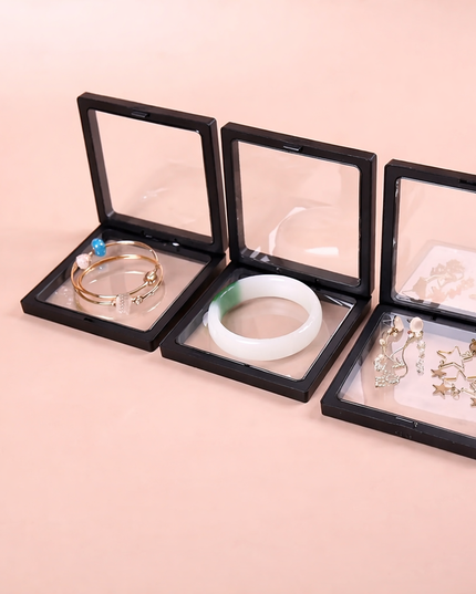 10Pcs,Transparent Floating Display Box, Plastic Film for Jewelry, collectibles-11x11cm