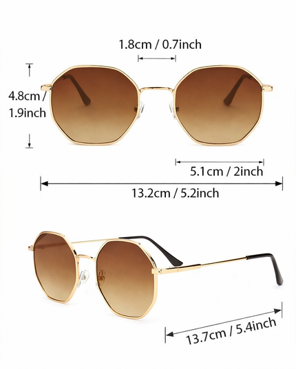 2Pcs Men's sunglasses set , black and gold Metal Geometric & Round Frame Classical Sunglasses 