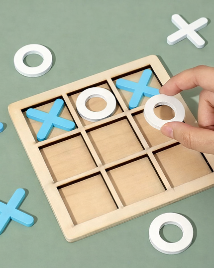 TikTac family board Game , this Wooden Montessori and aesthetic game can be a used as decoration as well