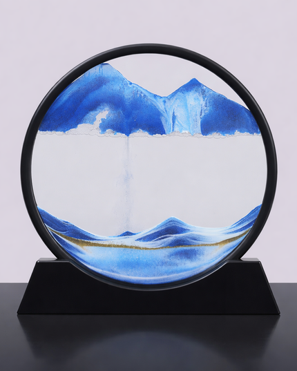 12Inch Flowing sand 3D Sand Art Piece with round Glass 