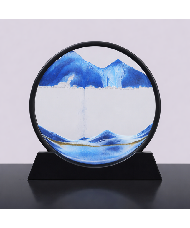 12Inch Flowing sand 3D Sand Art Piece with round Glass 