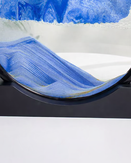12Inch Flowing sand 3D Sand Art Piece with round Glass 