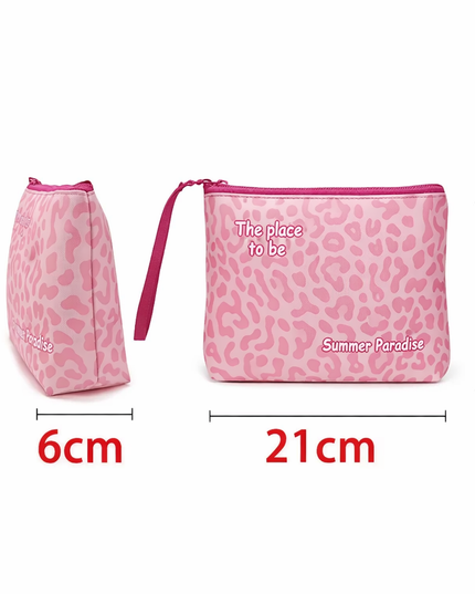 women's Leopard Pattern Makeup Bag Zip-Up Clutch ,Toiletry Bag 