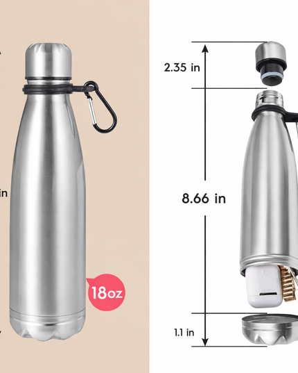 Stainless Steel Tumbler Safe Diversion Bottle Can with a Food Grade Smell Proof Bag Bottom Unscrews to Store