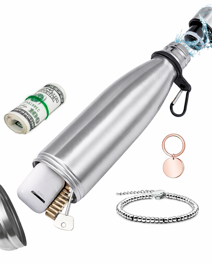 Stainless Steel Tumbler Safe Diversion Bottle Can with a Food Grade Smell Proof Bag Bottom Unscrews to Store