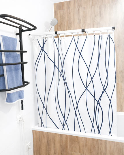 126cm Folding and Extendable sturdy 2 in 1 Clothes Hanger and shower curtains mount wall mount