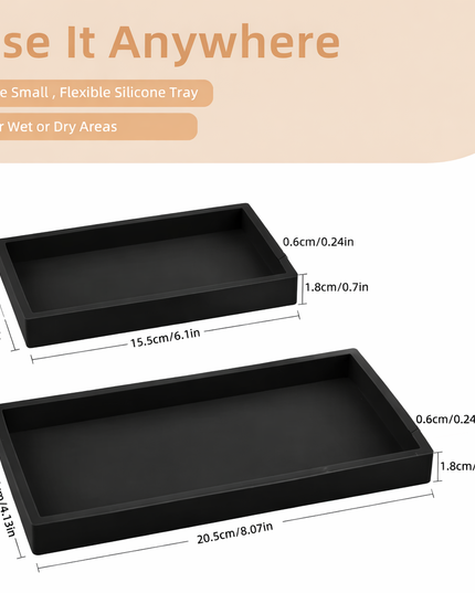 Silicone organizing Tray for Bathroom Countertops, kitchen, bedside accessories tray- (S & L)