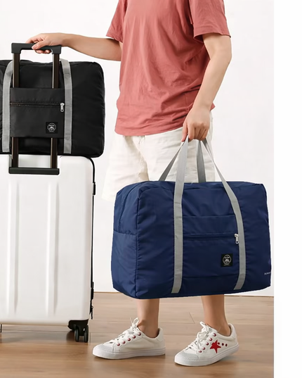 2Pcs waterproof Foldable carry on bag /Travel / Gym bag / tote / Duffel Bag set , blue & black with 16L capacity