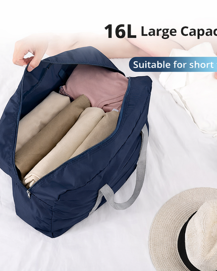 2Pcs waterproof Foldable carry on bag /Travel / Gym bag / tote / Duffel Bag set , blue & black with 16L capacity