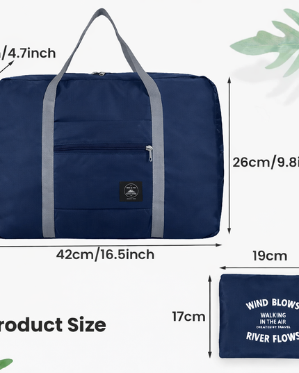 2Pcs waterproof Foldable carry on bag /Travel / Gym bag / tote / Duffel Bag set , blue & black with 16L capacity