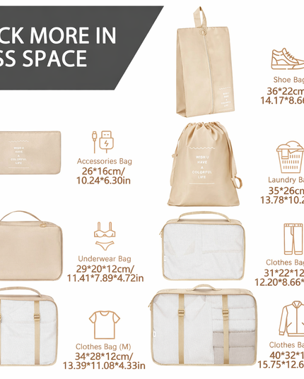 8 Pcs Travel Organizer Storage Bags Set 