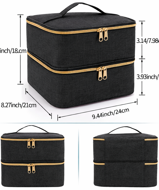 Double layer spacious cosmetics organizer bag for nails & make up