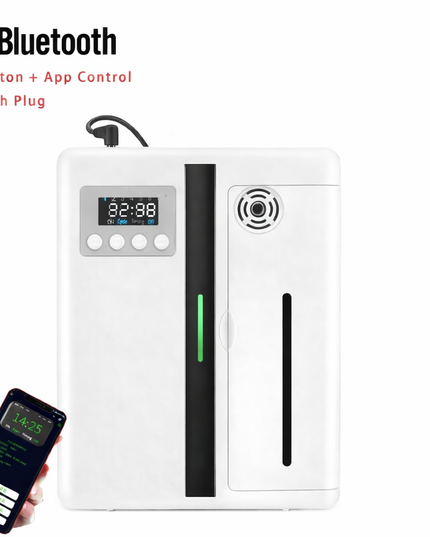 Smart wall mountable Bluetooth app controlled Fragrance Diffuser Air Freshener with Coverage 300M³ Room for Essential Oil 