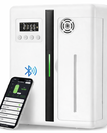 Smart wall mountable Bluetooth app controlled Fragrance Diffuser Air Freshener with Coverage 300M³ Room for Essential Oil 