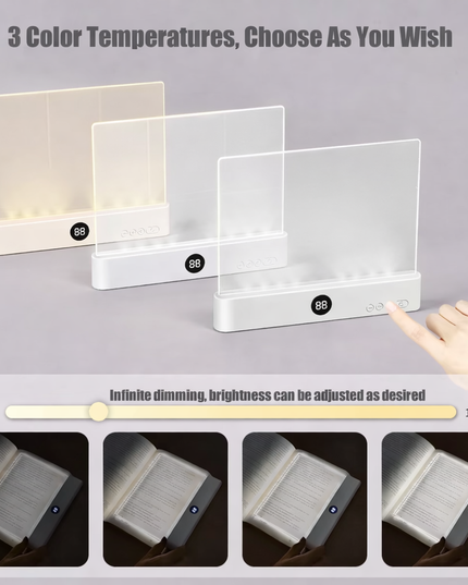 Slight zoomed LED Flat Panel Night Reading USB light with 3 different dimmable warm light for Eye Protection & easy reading