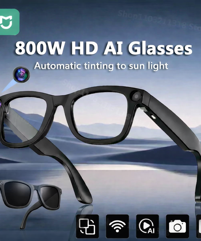 800W Pixel Intelligent Glasses G300 AI HD Shooting, Video Recording,Voice Call, pictures, Translation Auto Tinting Smart Glasses